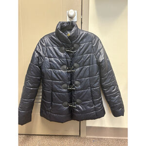 OBR Women’s Small Navy Blue Light Puffer Jacket Zip Pockets Worn 1x